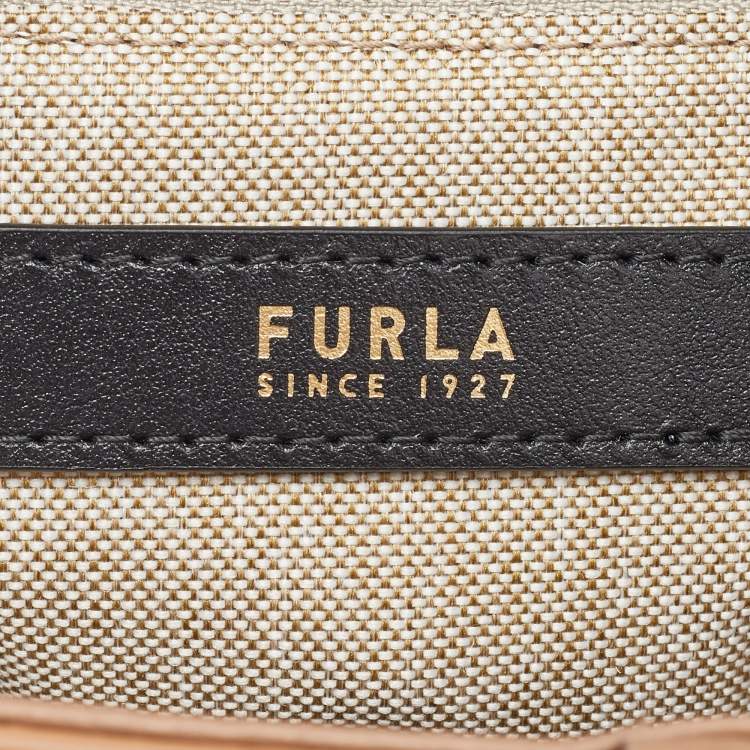 Pre Owned Furla Beige Leather Divide It Mini Tote