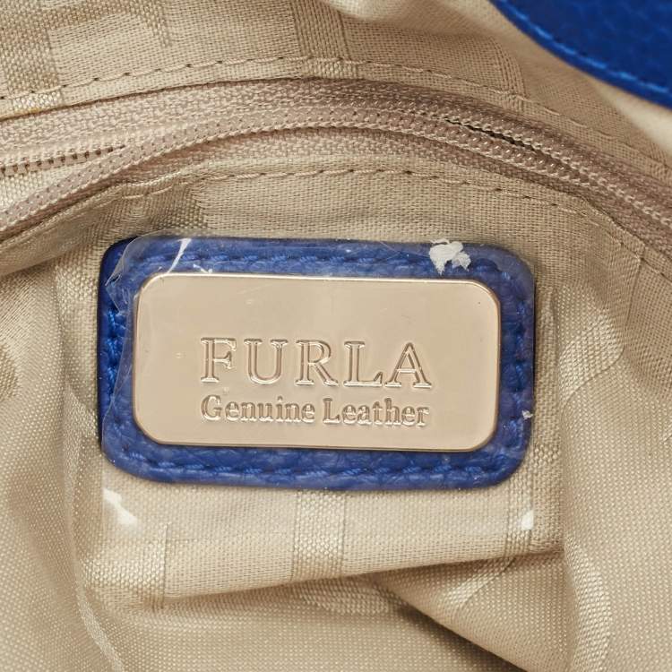 Pre Owned Furla Blue Leather Raffaella Hobo