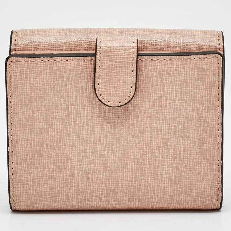 Pre Owned Furla Dusty Pink Leather Compact Wallet