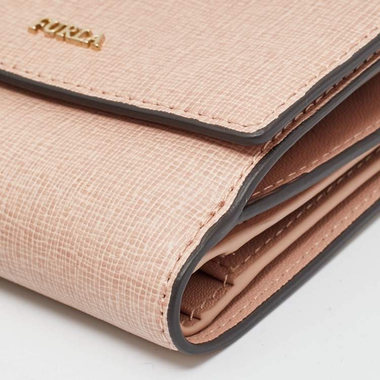 Pre Owned Furla Dusty Pink Leather Compact Wallet