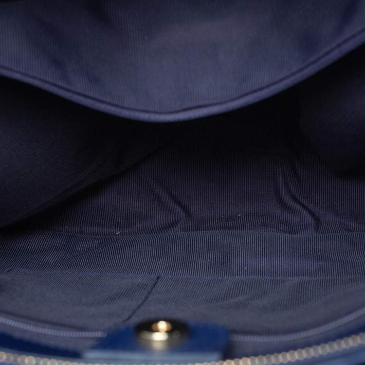 Pre Owned Furla Blue Leather Zip Tote