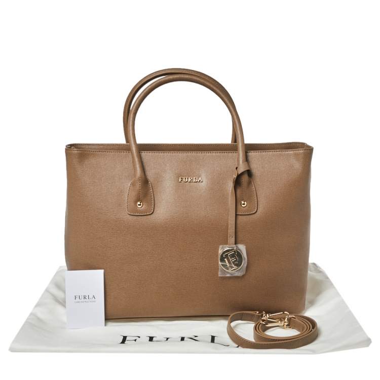 Pre Owned Furla Brown Leather Large Linda Tote