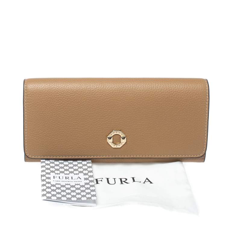 Pre Owned Furla Brown Leather Flap Continental Wallet