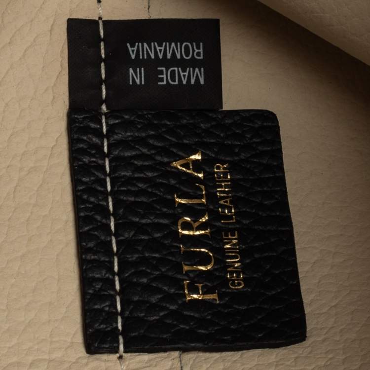 Pre Owned Furla Black Grained Leather Small Tote