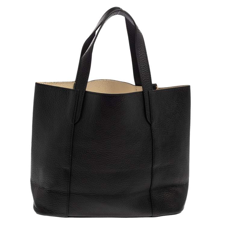 Pre Owned Furla Black Grained Leather Small Tote