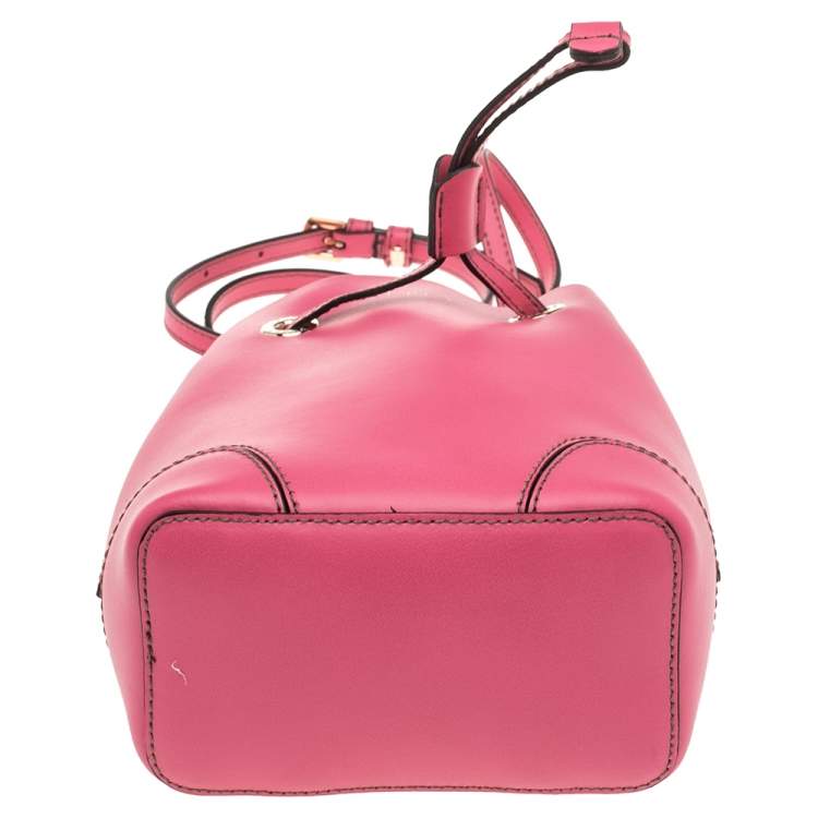 Pre Owned Furla Pink Leather Mini Stacy Bucket Bag