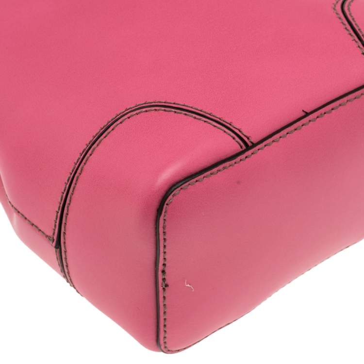 Pre Owned Furla Pink Leather Mini Stacy Bucket Bag
