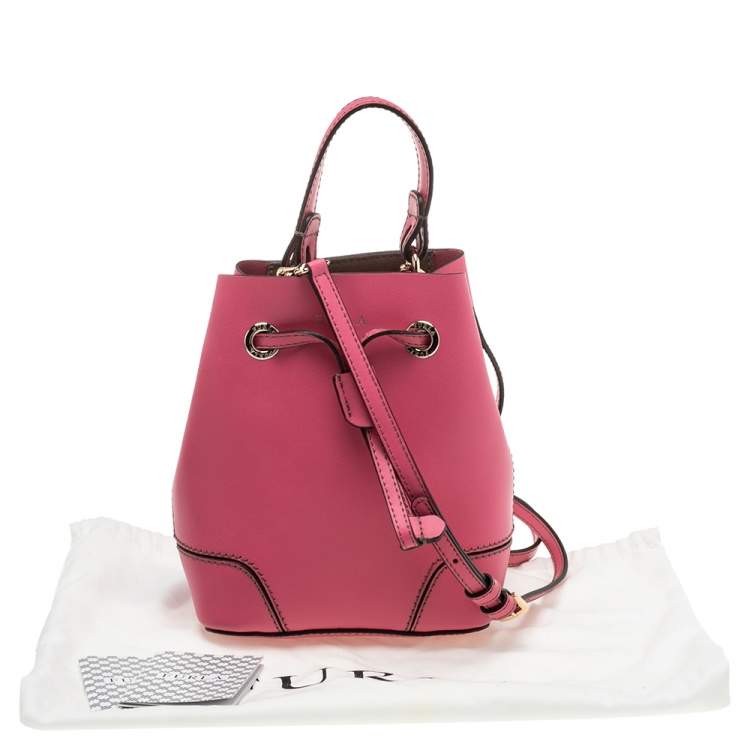 Pre Owned Furla Pink Leather Mini Stacy Bucket Bag