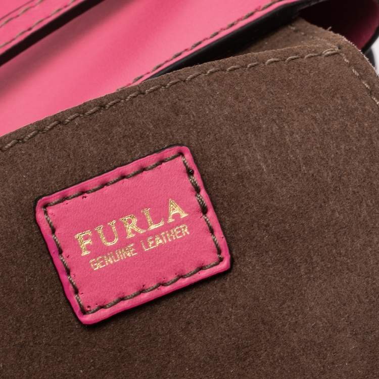 Pre Owned Furla Pink Leather Mini Stacy Bucket Bag