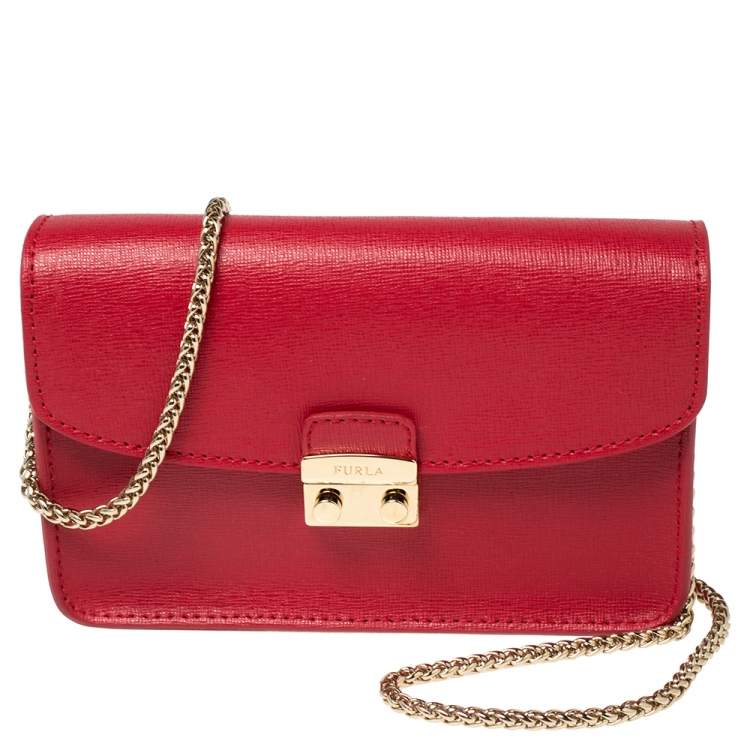 Furla Ruby Red Metropolis Bolero Rubino Mini Julia Gold Stud Crossbody Bag  NEW | eBay