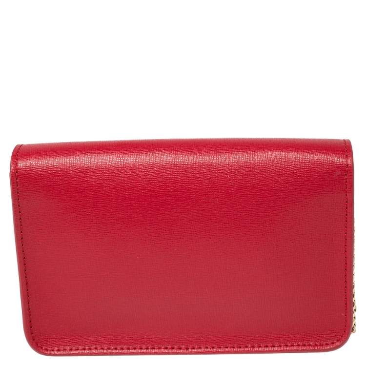 Pre Owned Furla Red Leather Metropolis Chain Shoulder Bag