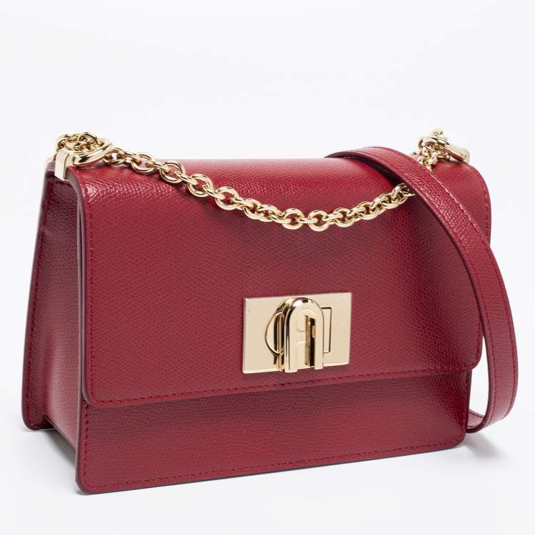 Pre Owned Furla Red Leather Mini 1927 Crossbody Bag