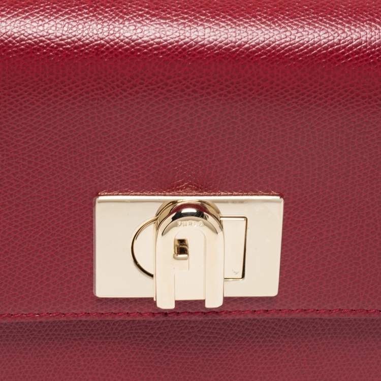 Pre Owned Furla Red Leather Mini 1927 Crossbody Bag
