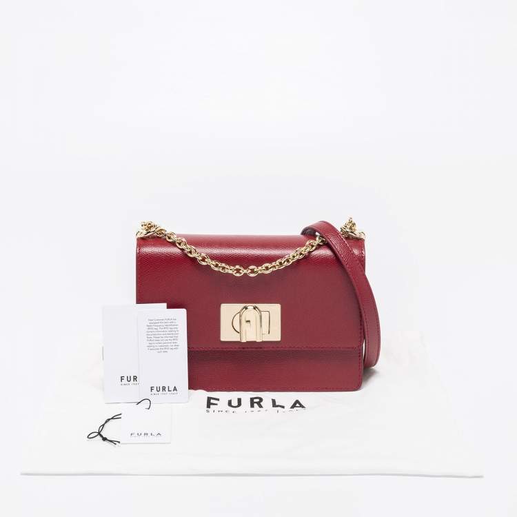 Pre Owned Furla Red Leather Mini 1927 Crossbody Bag