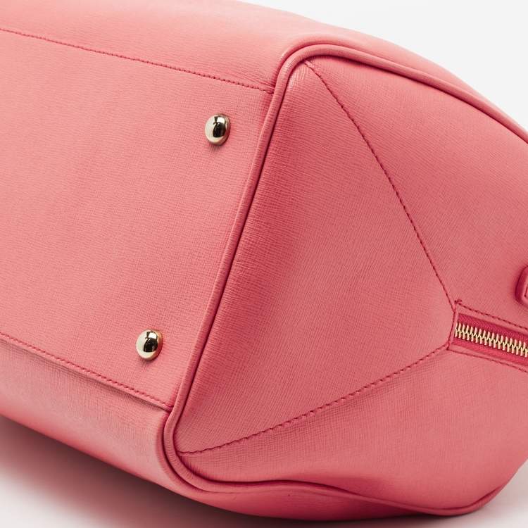 Pre Owned Furla Pink Leather Medium Boston Bag