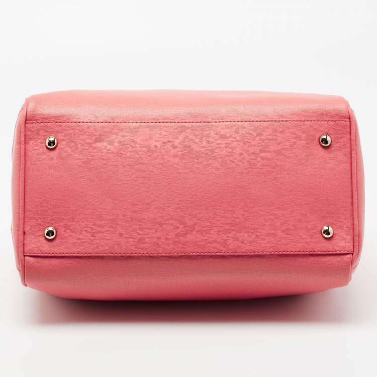 Pre Owned Furla Pink Leather Medium Boston Bag