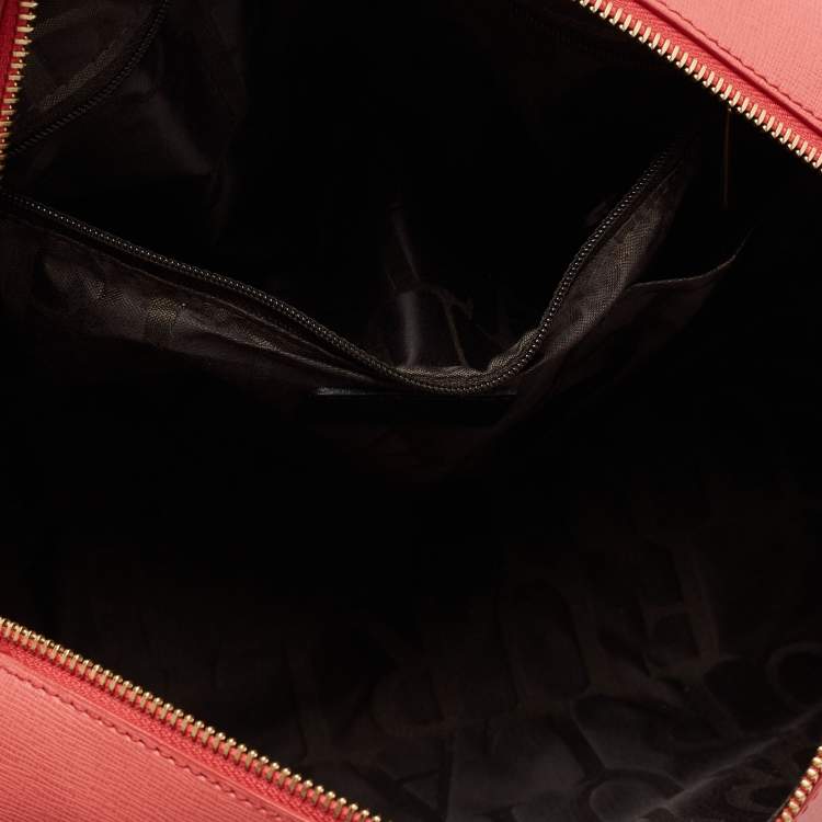 Pre Owned Furla Pink Leather Medium Boston Bag