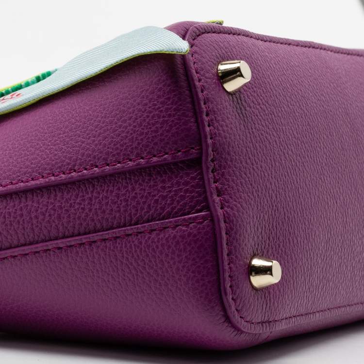 Pre Owned Furla Purple Leather My Piper Satchel