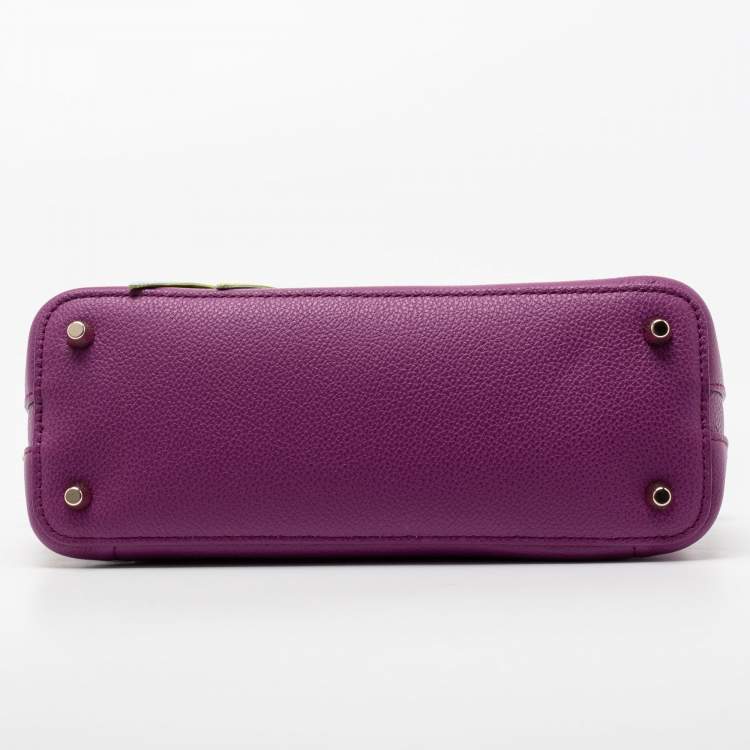 Pre Owned Furla Purple Leather My Piper Satchel