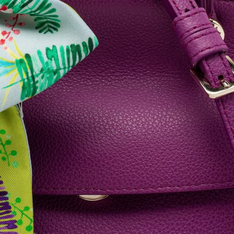 Pre Owned Furla Purple Leather My Piper Satchel