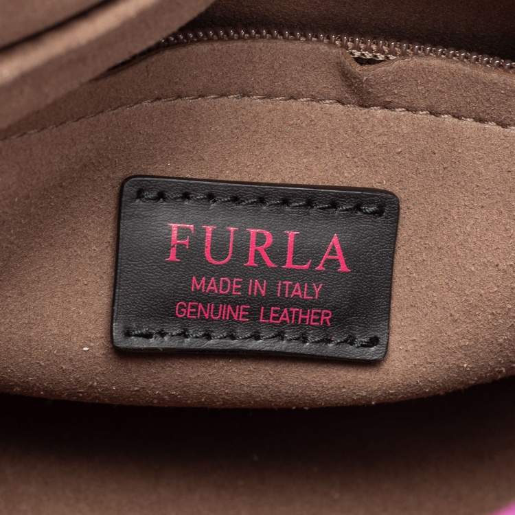 Pre Owned Furla Purple Leather My Piper Satchel
