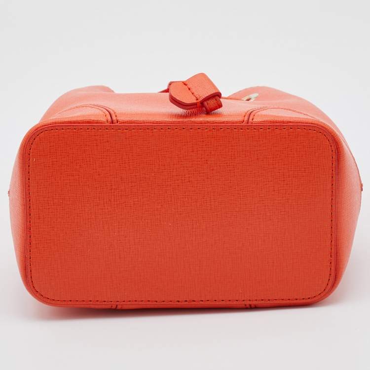 مملوكة مسبقًا Furla Orange Leather Mini Stacy Bucket Bag