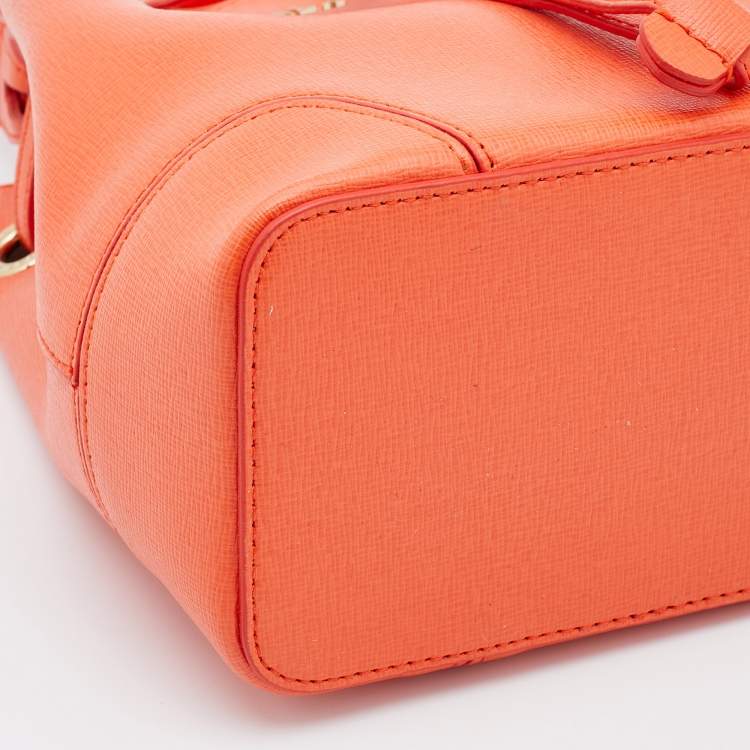 مملوكة مسبقًا Furla Orange Leather Mini Stacy Bucket Bag