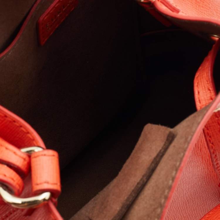 مملوكة مسبقًا Furla Orange Leather Mini Stacy Bucket Bag