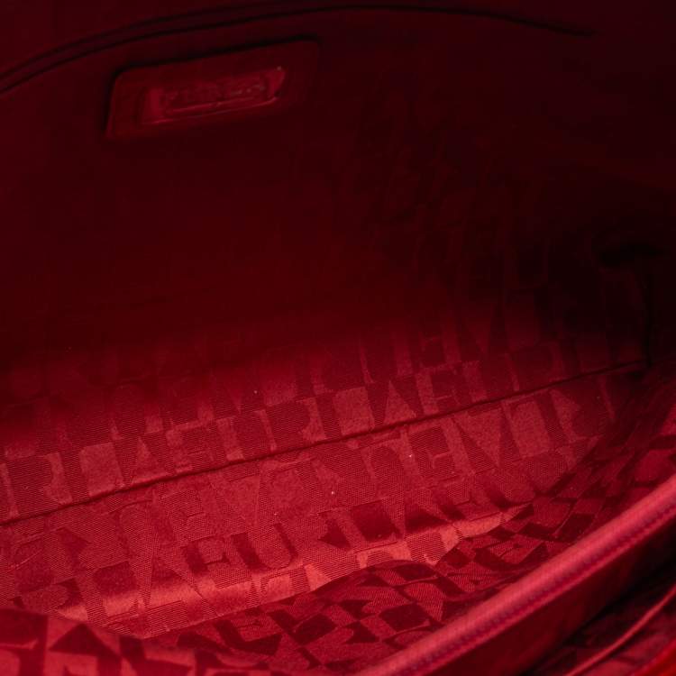 Pre Owned Furla Red Croc Embossed Leather Tote