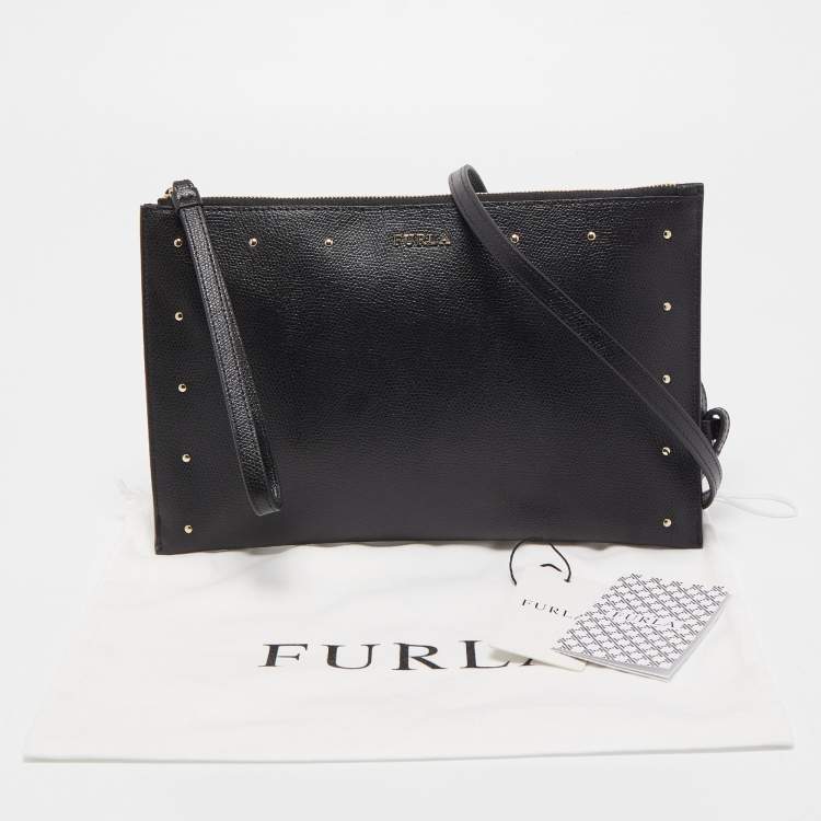 Pre Owned Furla Black Leather Janine Clutch Bag