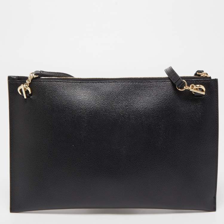 Pre Owned Furla Black Leather Janine Clutch Bag
