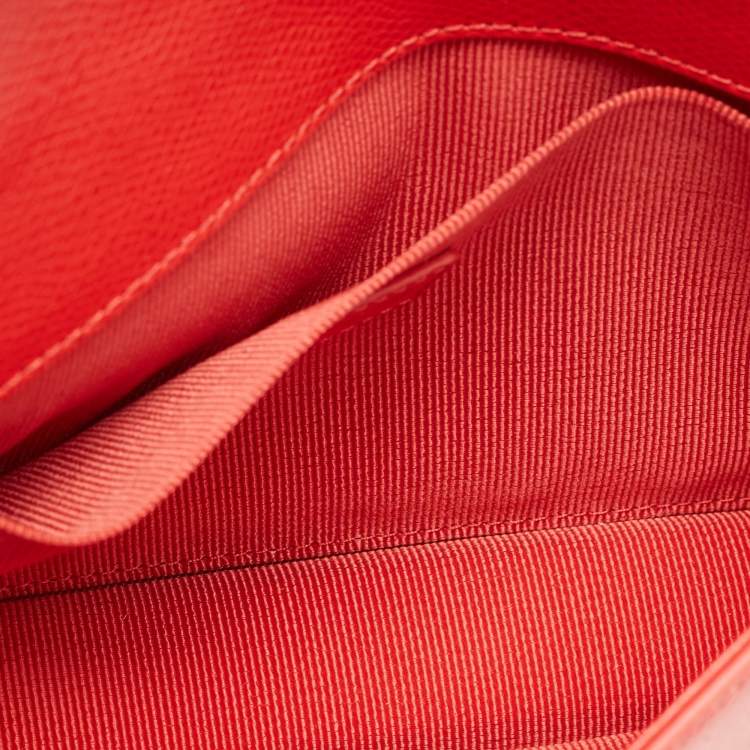 Pre Owned Furla Red Leather Incanto Flap Clutch Bag