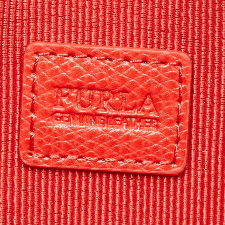 Pre Owned Furla Red Leather Incanto Flap Clutch Bag