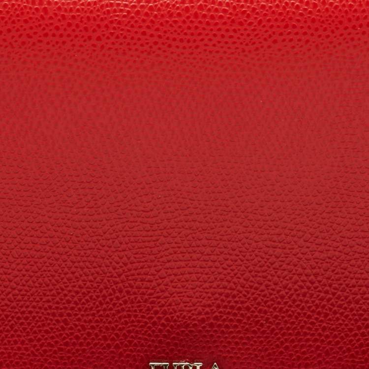 Pre Owned Furla Red Leather Incanto Flap Clutch Bag