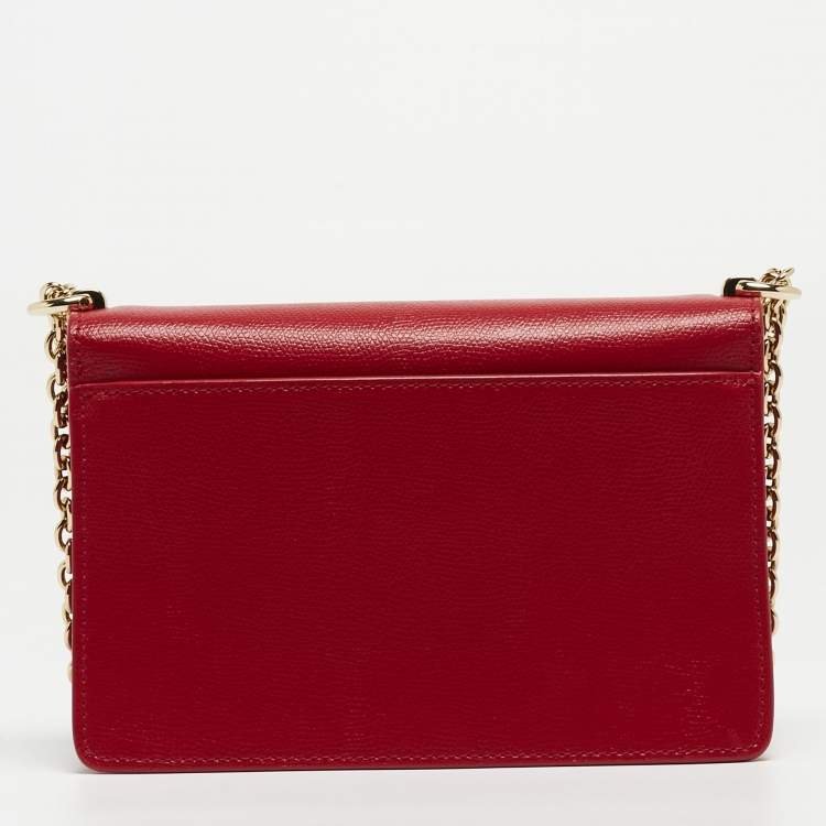 Pre Owned Furla Red Leather Mini 1927 Crossbody Bag