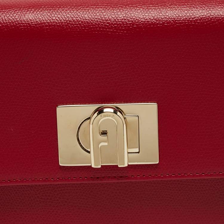 Pre Owned Furla Red Leather Mini 1927 Crossbody Bag