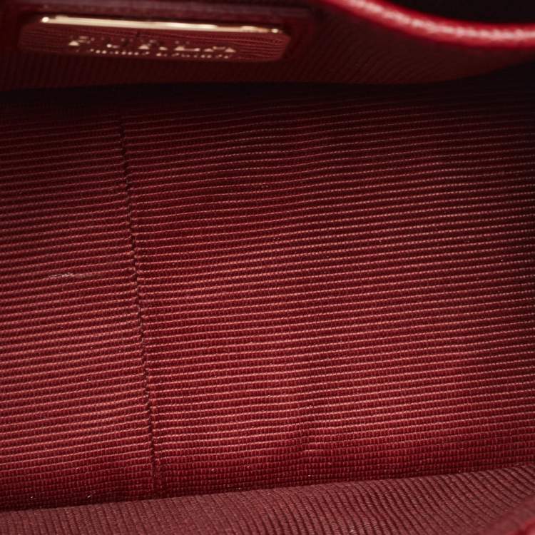 Pre Owned Furla Dark Red Leather Mini Metropolis Crossbody Bag