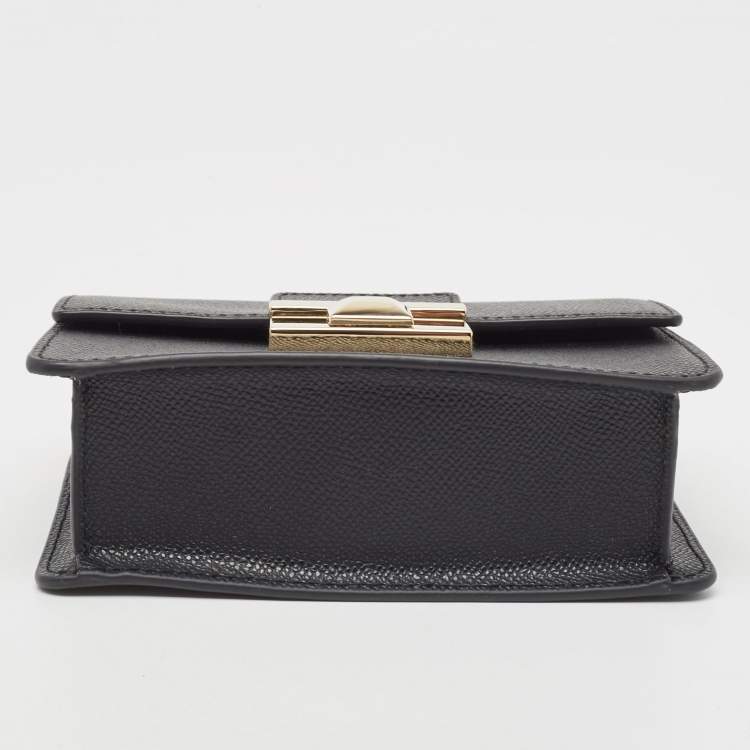 Pre Owned Furla Black Leather Micro Venere Top Handle Bag