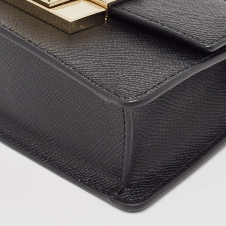 Pre Owned Furla Black Leather Micro Venere Top Handle Bag