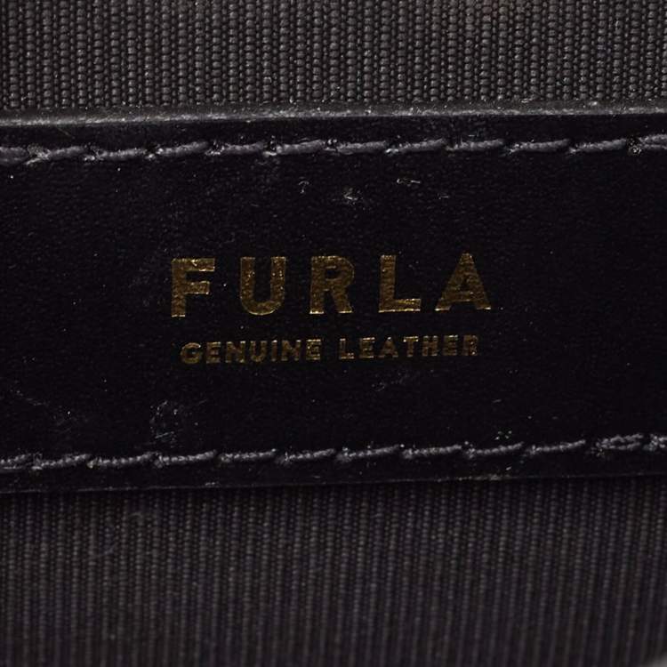 Pre Owned Furla Black Leather Micro Venere Top Handle Bag