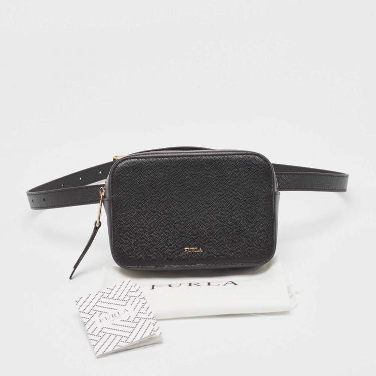 Pre Owned Furla Black Leather Babylon Belt Bag
