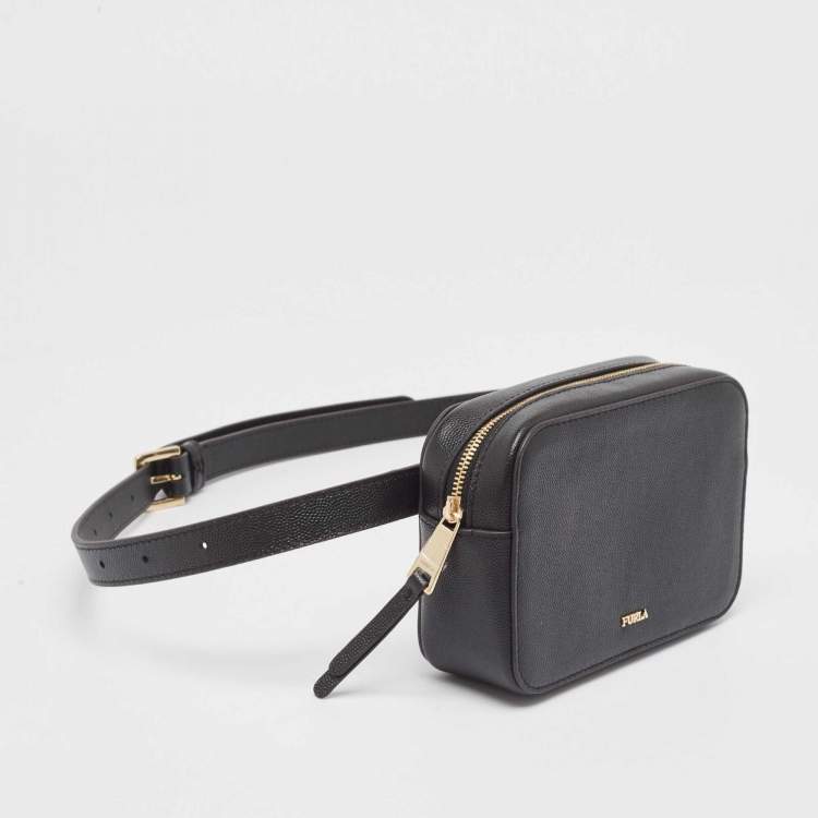 Pre Owned Furla Black Leather Babylon Belt Bag