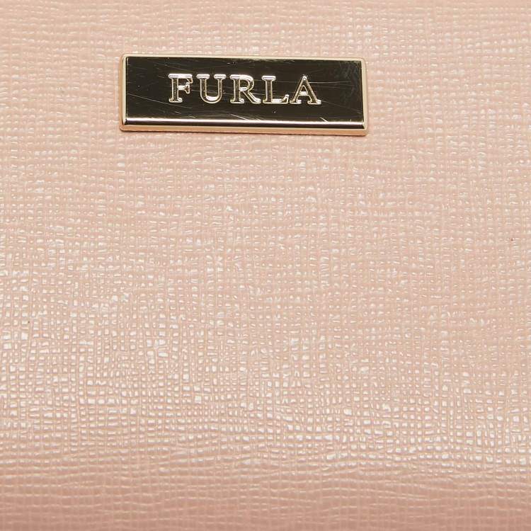Pre Owned Furla Pink Leather Zip Around Key Case