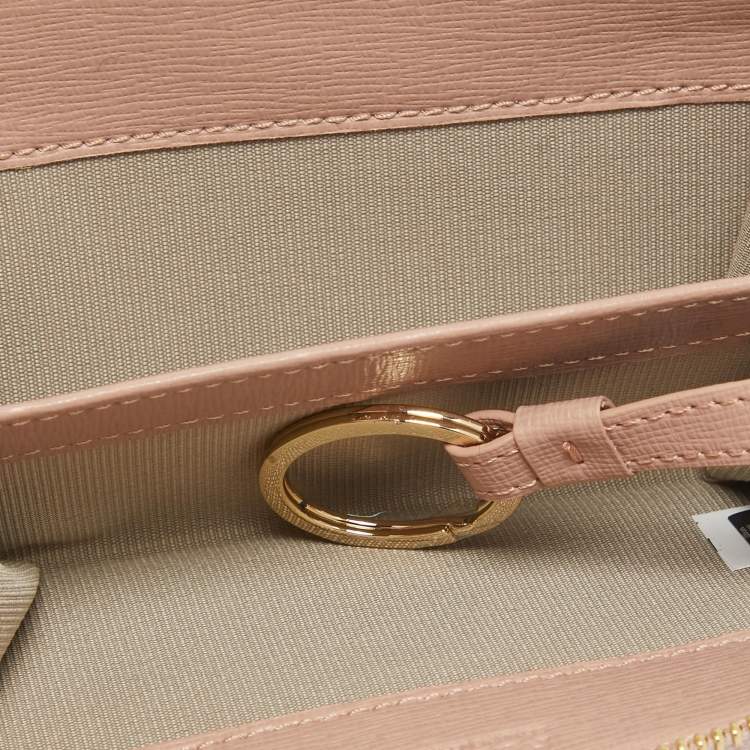 Pre Owned Furla Pink Leather Zip Around Key Case
