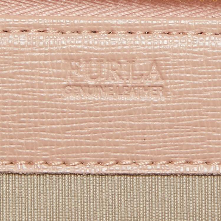 Pre Owned Furla Pink Leather Zip Around Key Case