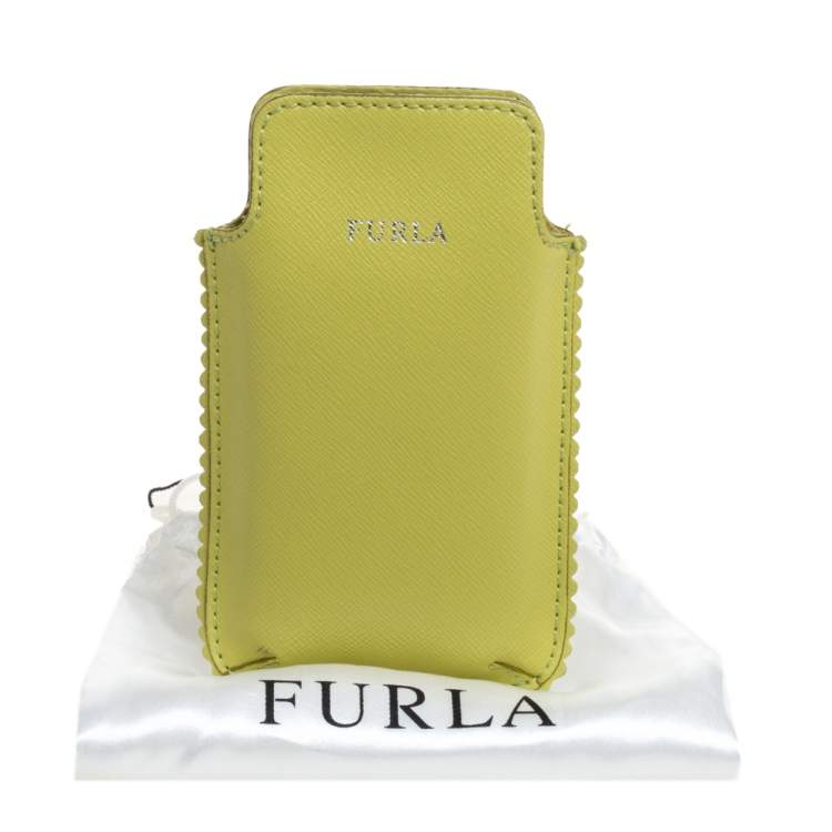 Pre Owned Furla Lime Green Leather Phone Case