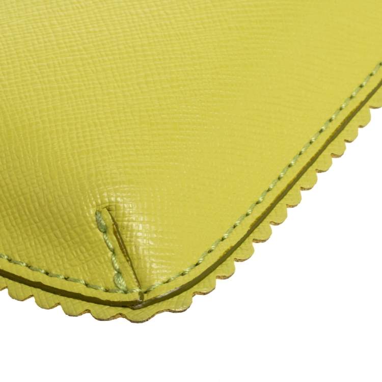 Pre Owned Furla Lime Green Leather Phone Case