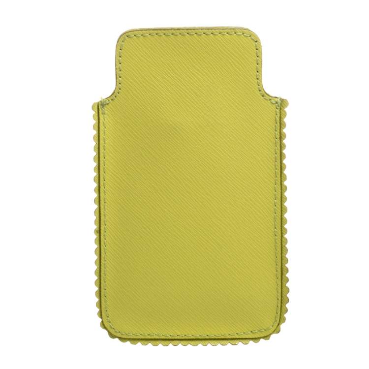Pre Owned Furla Lime Green Leather Phone Case