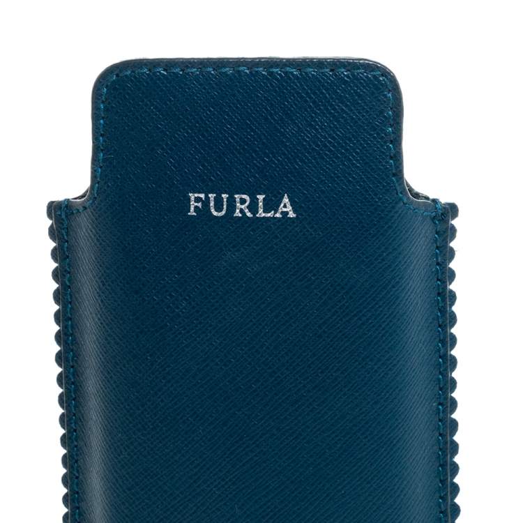 Pre Owned Furla Teal Leather Phone Case