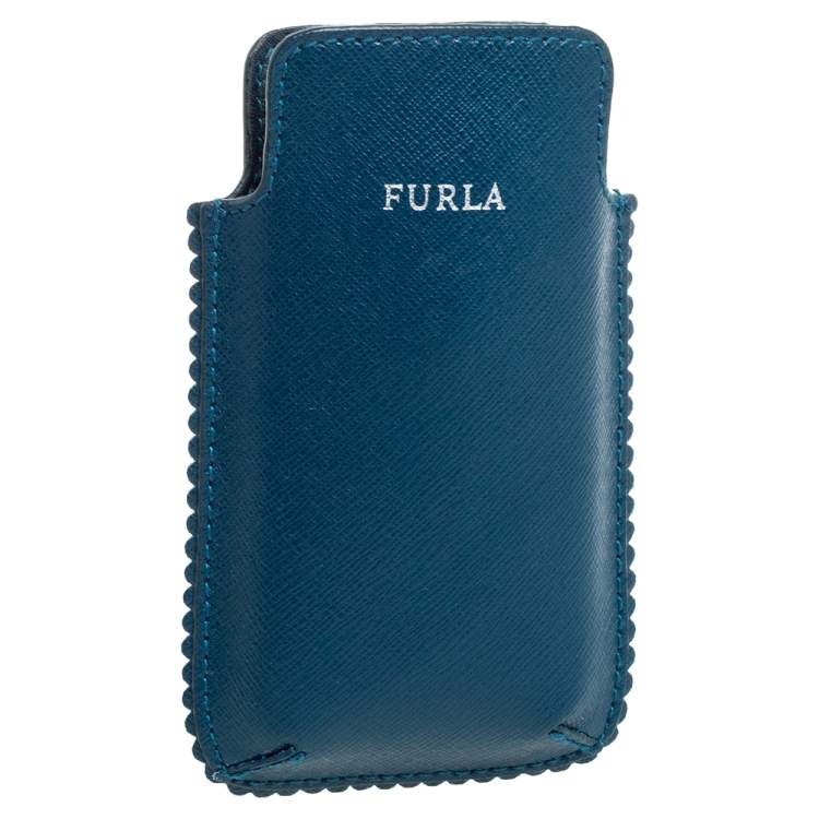 Pre Owned Furla Teal Leather Phone Case